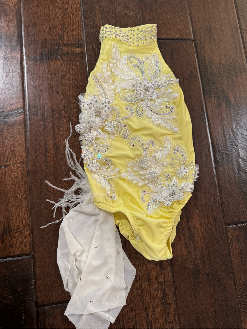 Yellow Embellished Girls' Dance Lyrical Costume Leotard - XS Child